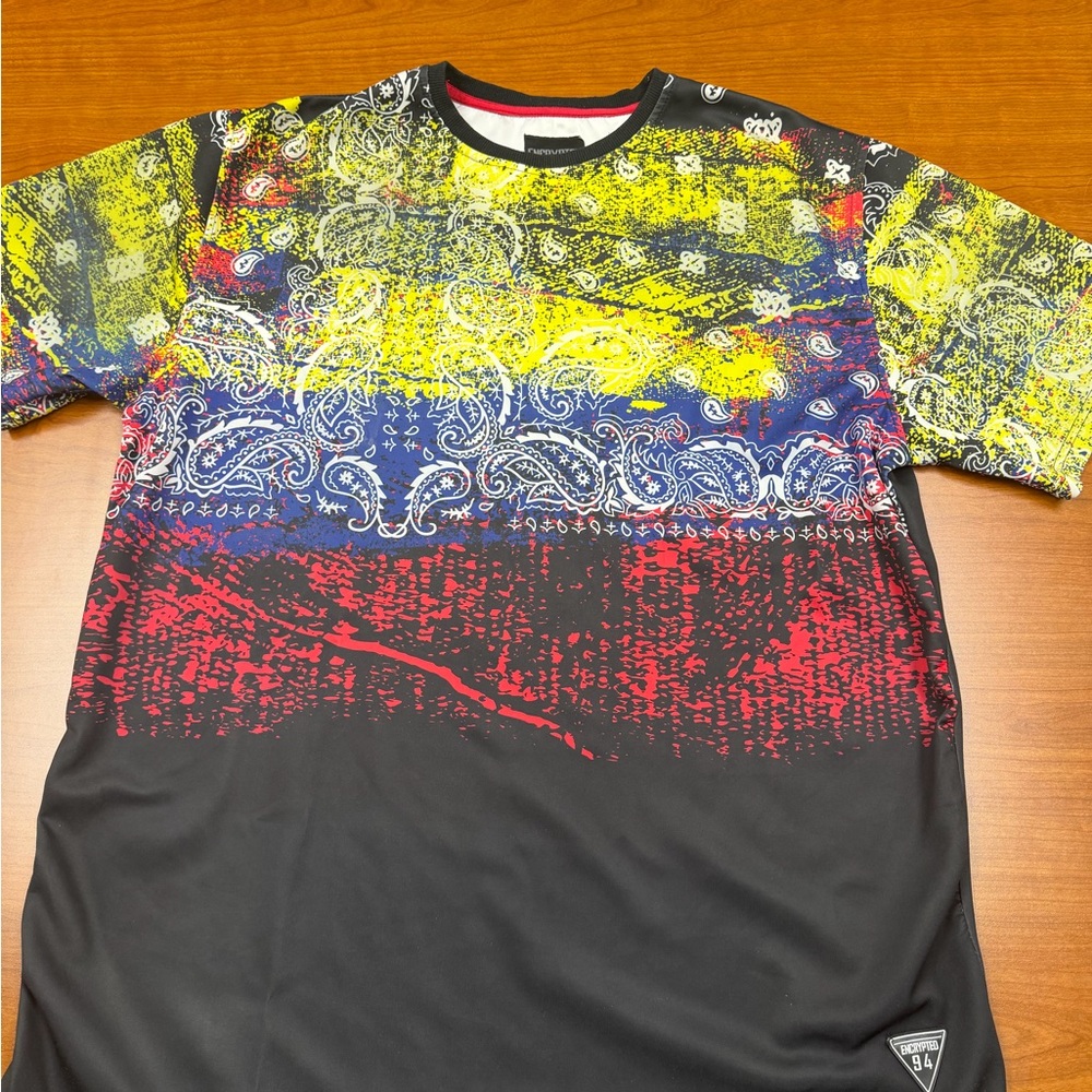 Encrypted Yellow and Black Graphic T-Shirt